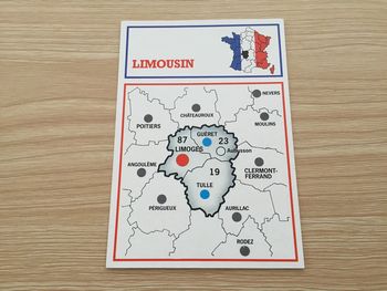Carte région Limousin pièce détachée jeu de société Richesses de France édition Nathan #A42