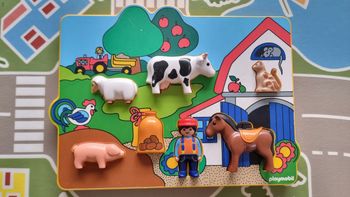 Playmobil 1.2.3 puzzle 1er âge la ferme 