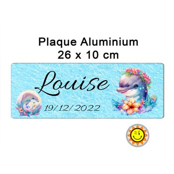 Plaque prénom aluminium personnalisée 26 x10 cm
