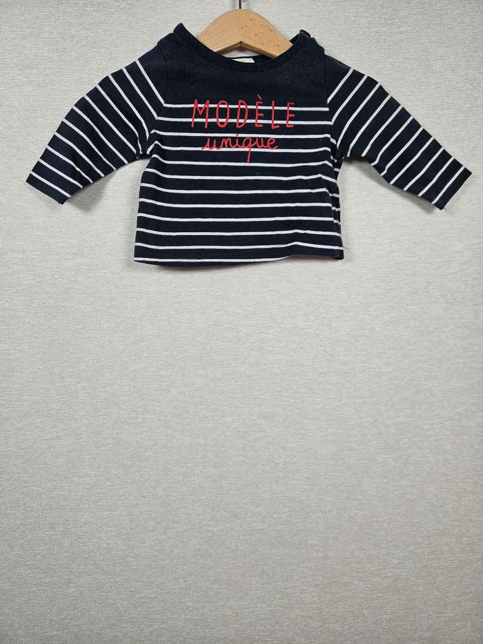 T-shirt manche longue a rayures tape à l'œil 3 mois 59 cm