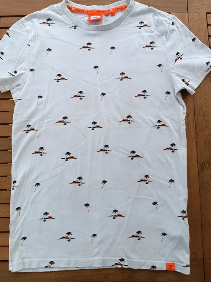 Tee shirt blanc à motifs superdry taille xs - photo numéro 2