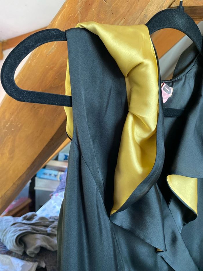 Robe cérémonie satinée noir et dorée XS - photo numéro 5
