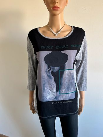 Haut gris et noir avec manches 3/4 Morgan taille S TBE