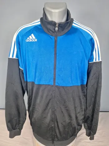 Veste Adidas vintage zippée – Taille L – Bleu/Noir – 2005 - brodé (573)