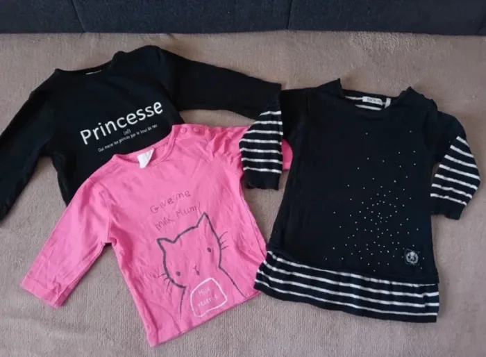 Lot bébé fille 3 mois t-shirt Kiabi robe noire ikks