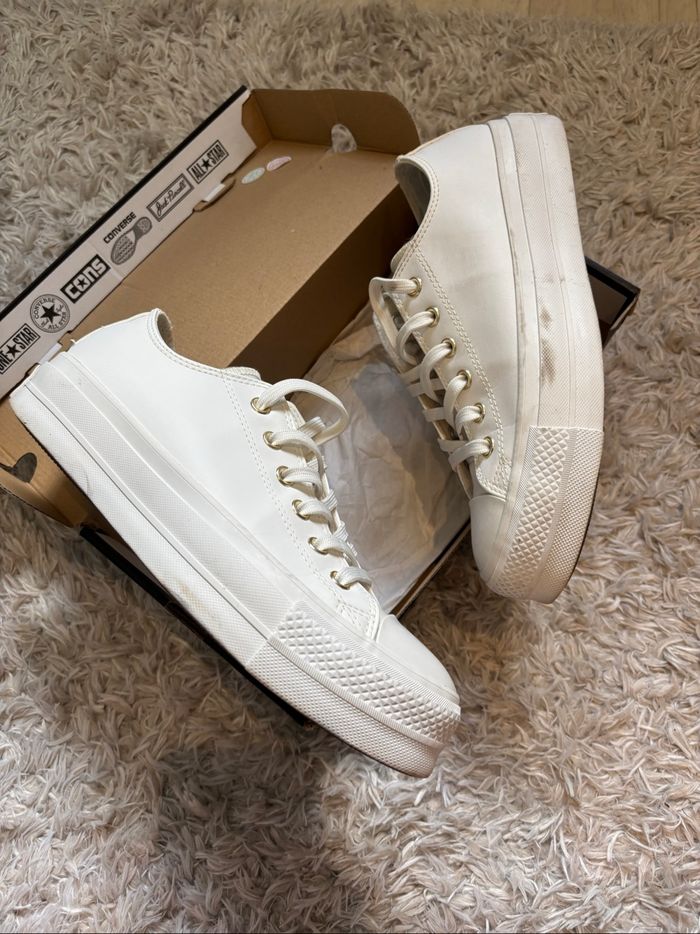 Converse blanche basse similicuir