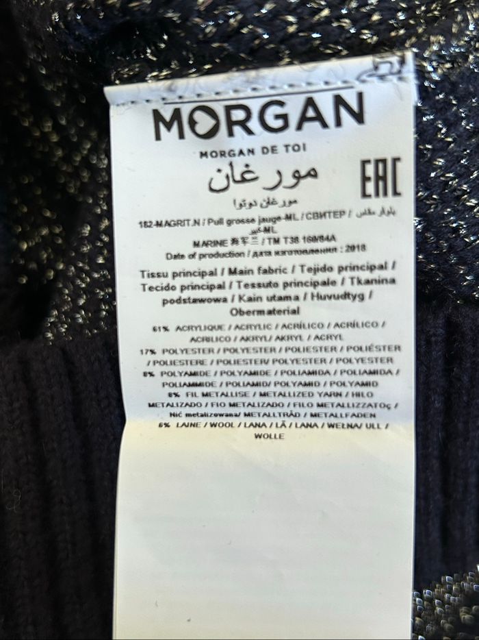 Pull bleu marine et argenté Morgan taille M jamais porté - photo numéro 10