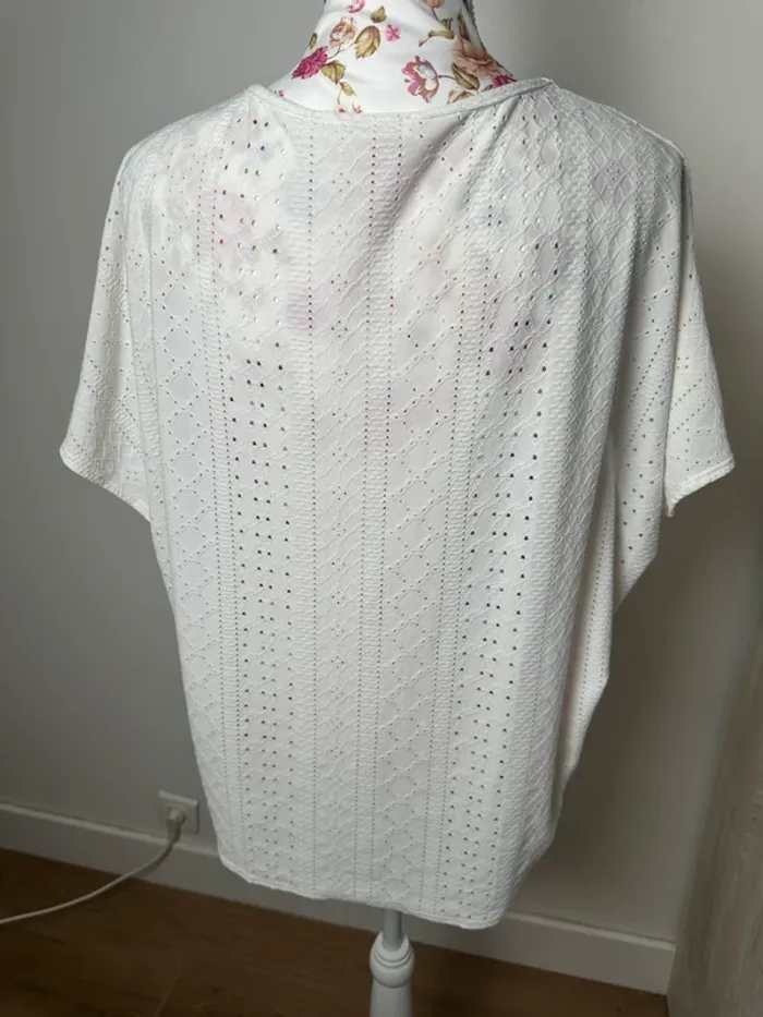Haut ajouré blanc Promod oversize - photo numéro 4