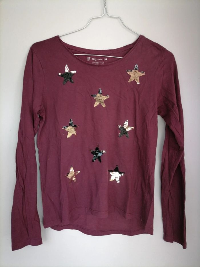 Tee shirt sequins étoiles 14 ans