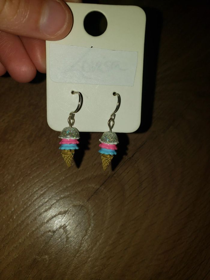 1 paire de boucle d'oreille glace - photo numéro 2
