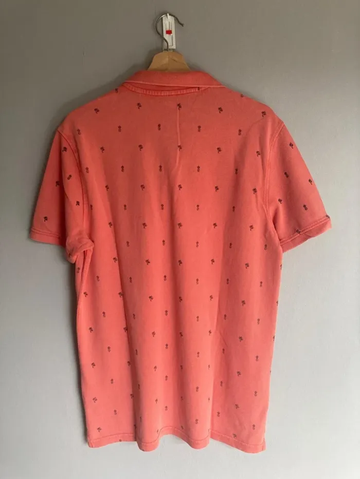 Polo été homme WE taille L – corail délavé, motifs tropicaux - photo numéro 4