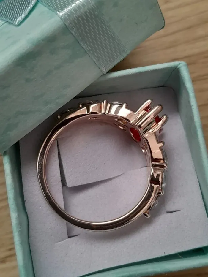 Bague pierre,couleur Rouge, style Bohème, taille 60 petits strass couleur dorée - photo numéro 5