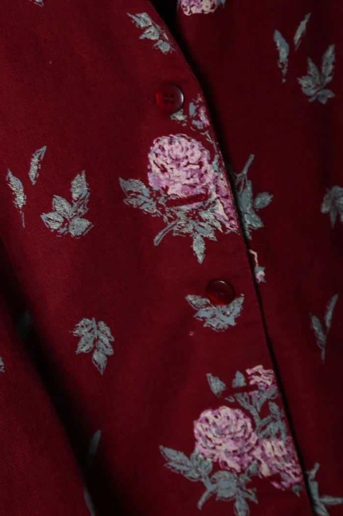 Veste légère vintage 80's en coton et lin motif fleurs et roses peintes (#240653) - photo numéro 5