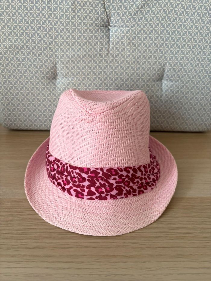 Chapeau Type Panama / Borsalino "Effet Paille" Rose - photo numéro 2
