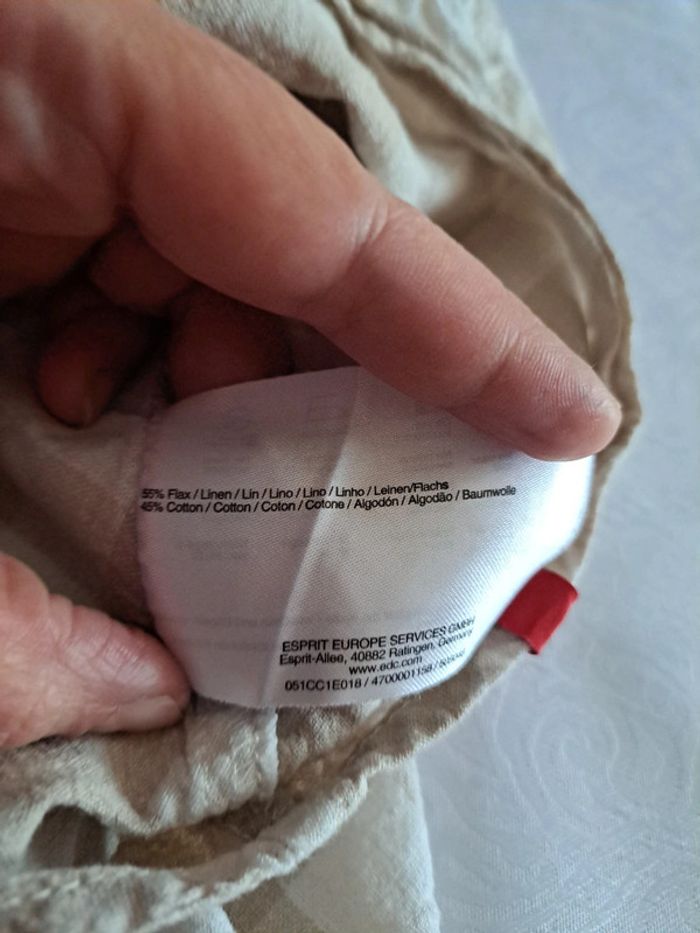 Robe à bretelles en lin à carreaux beige 34 - photo numéro 4