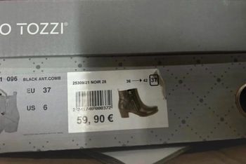 Bottines femme - cuir - noir - Marco Tozzi - pointure 37 - bon état 