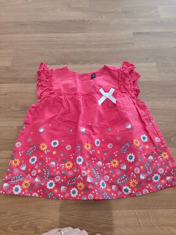 Haut rose à fleurs sergent major 24 mois