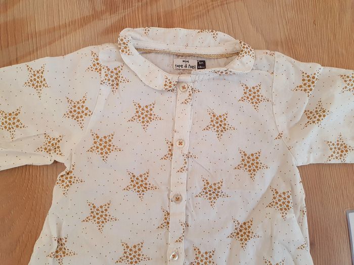 Chemise noel Blanche à Motif Étoile Doré - Tape à l'Œil 6 mois - photo numéro 3