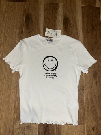 T-shirt blanc smiley Jennyfer