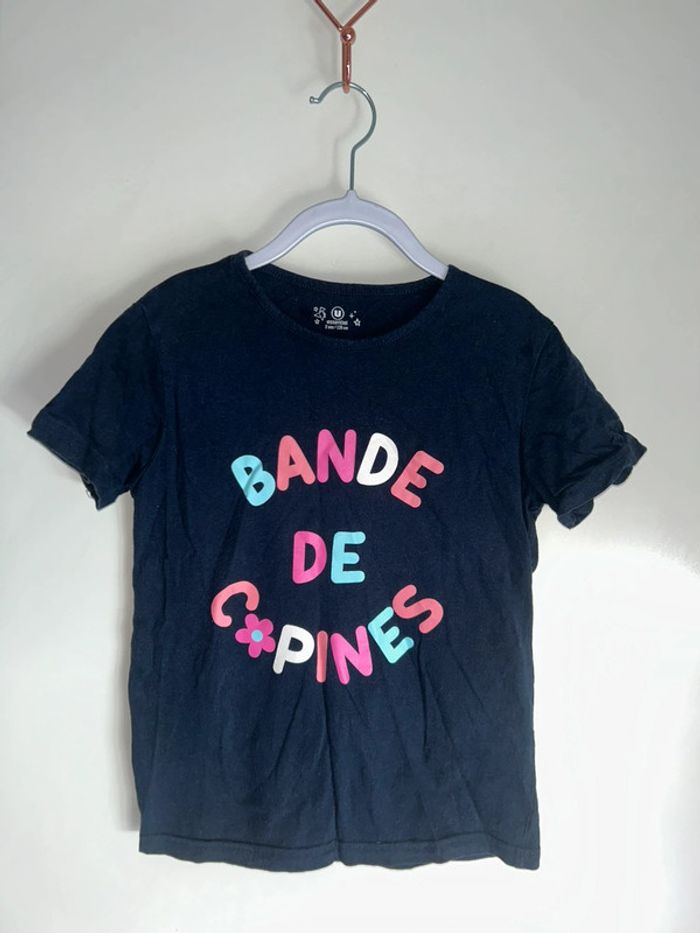 T-shirt manches courtes bleu marine Bande de copines - 8 ans - U Essentiel