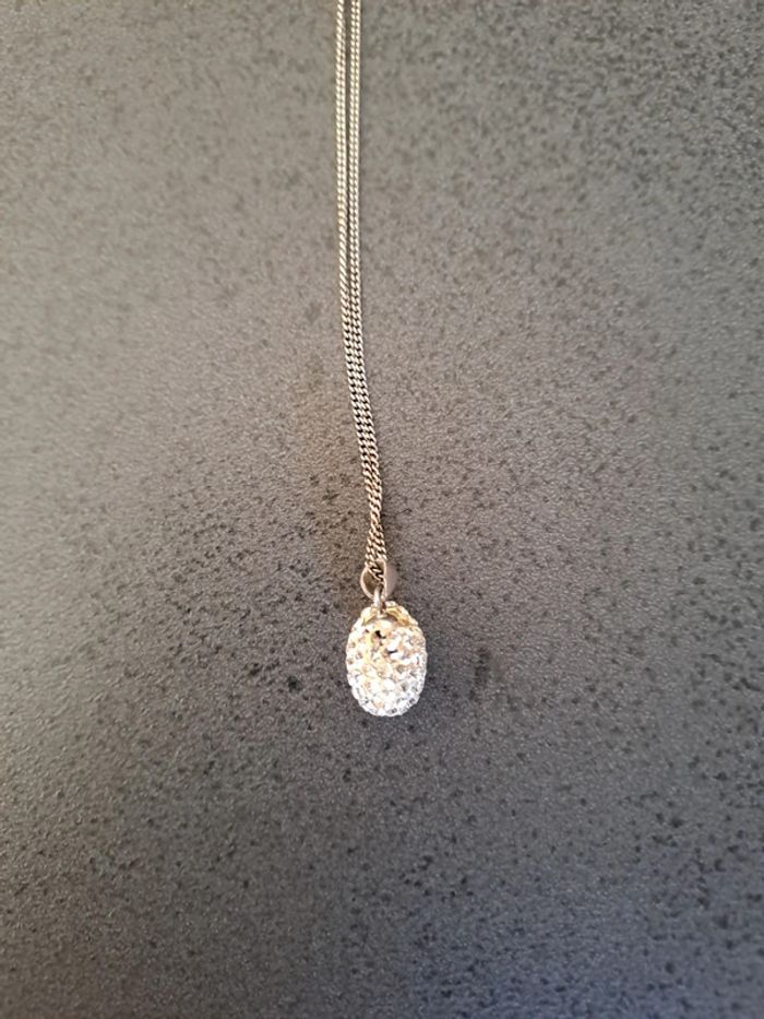 Collier avec pendentif cœur bombé blanc strass 1.3 cm - photo numéro 5
