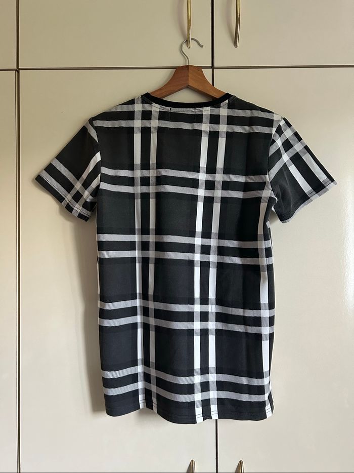 T shirt à carreaux blanc et noir - photo numéro 2