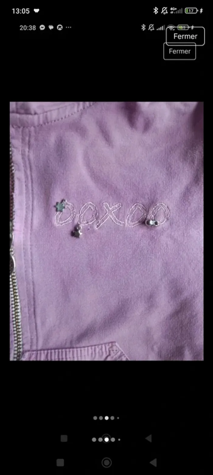 gilet zippé à capuche lilas avec breloques étoiles avec poches ooxoo 6ans - photo numéro 4
