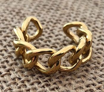 Bague chaîne dorée