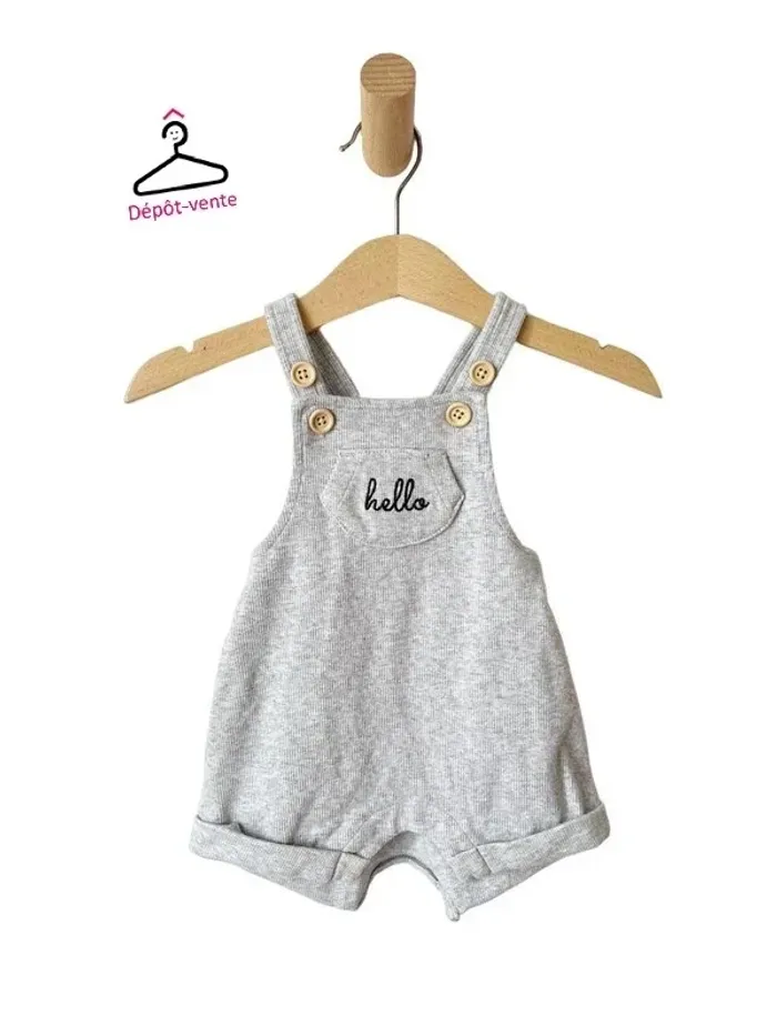 Salopette courte en coton côtelé, couleur gris clair - Kiabi 3 mois