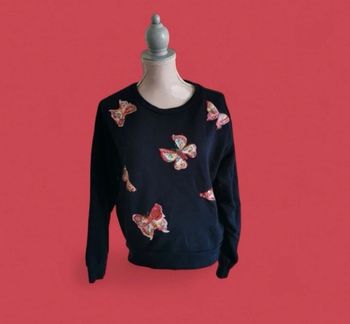Sweat marine molletonné papillons strass et perles C&A 10 ans