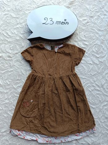 Robe velours manches courtes Fille 23 mois Dpam 100% coton