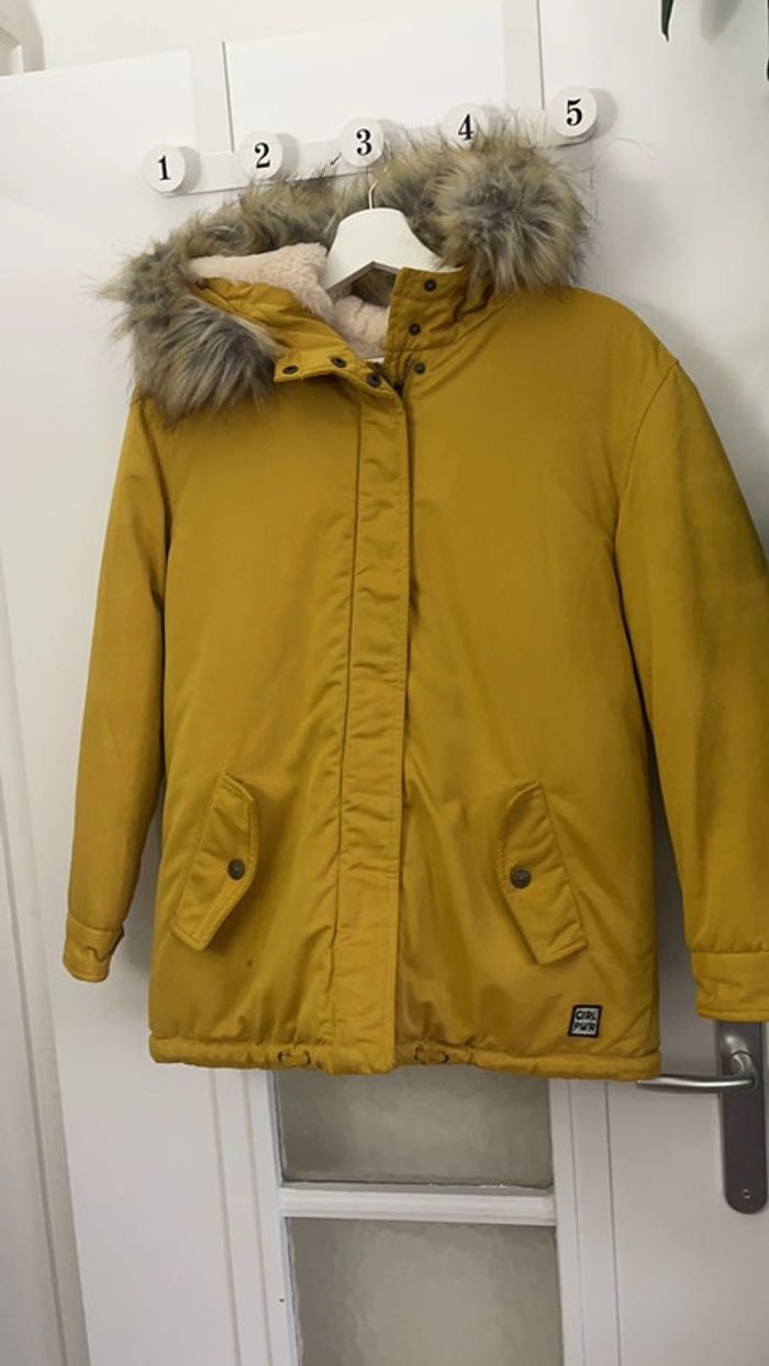 Manteau fille moutarde
