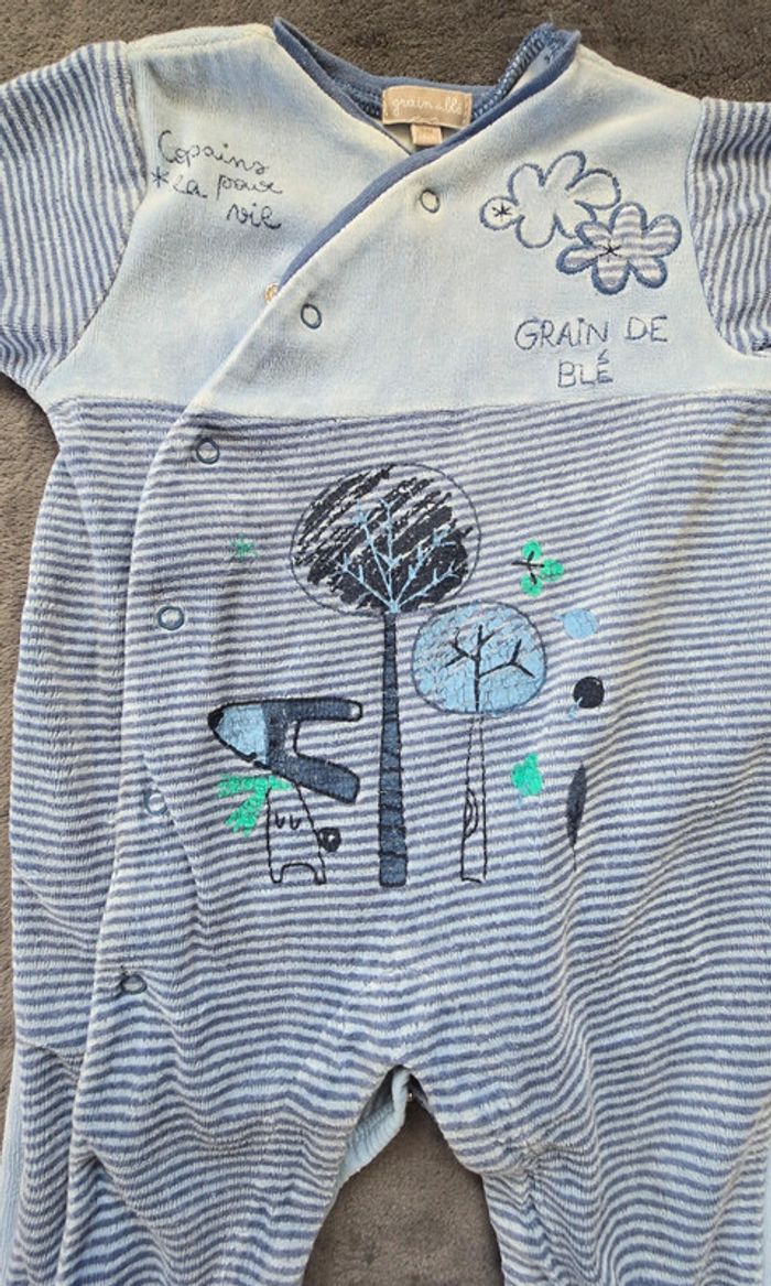 Pyjama effet velours Grain de Blé 6 mois - photo numéro 3