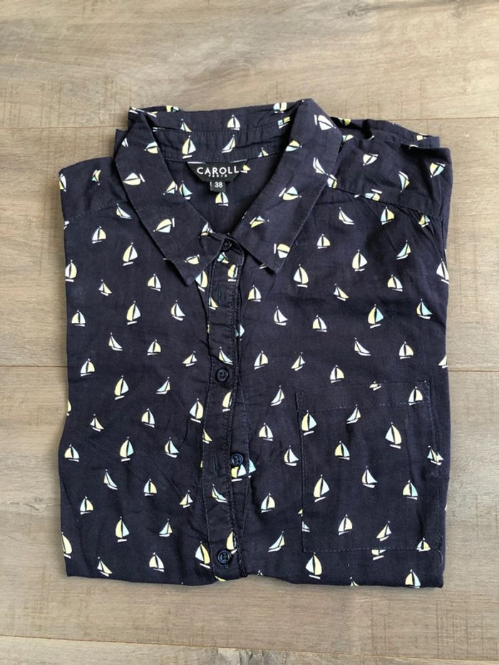 Chemise Caroll bateaux taille 38 marine