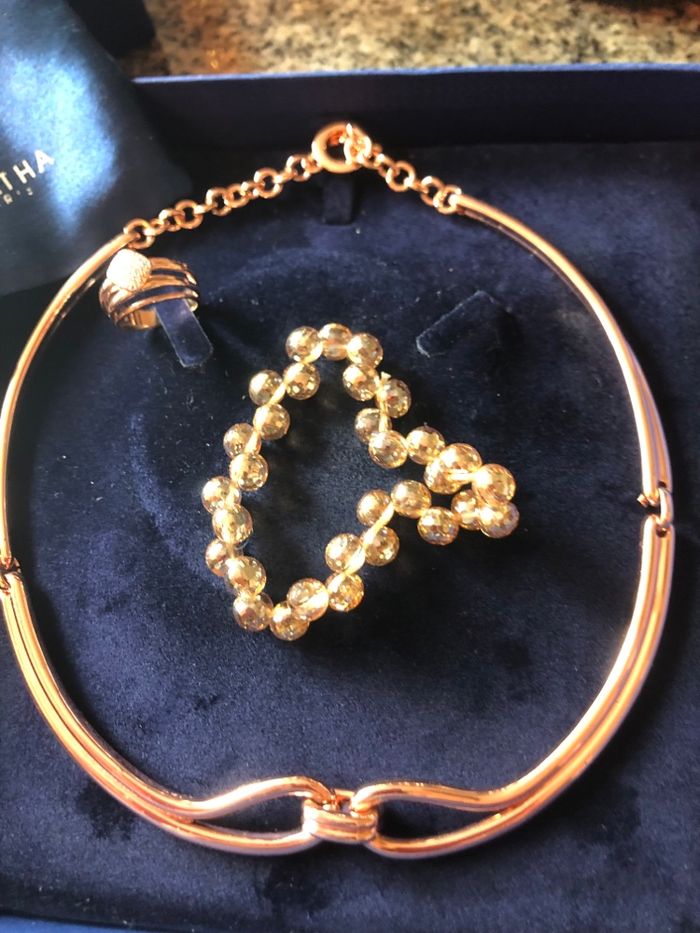 Parure  collier Agatha bague coussin - photo numéro 2