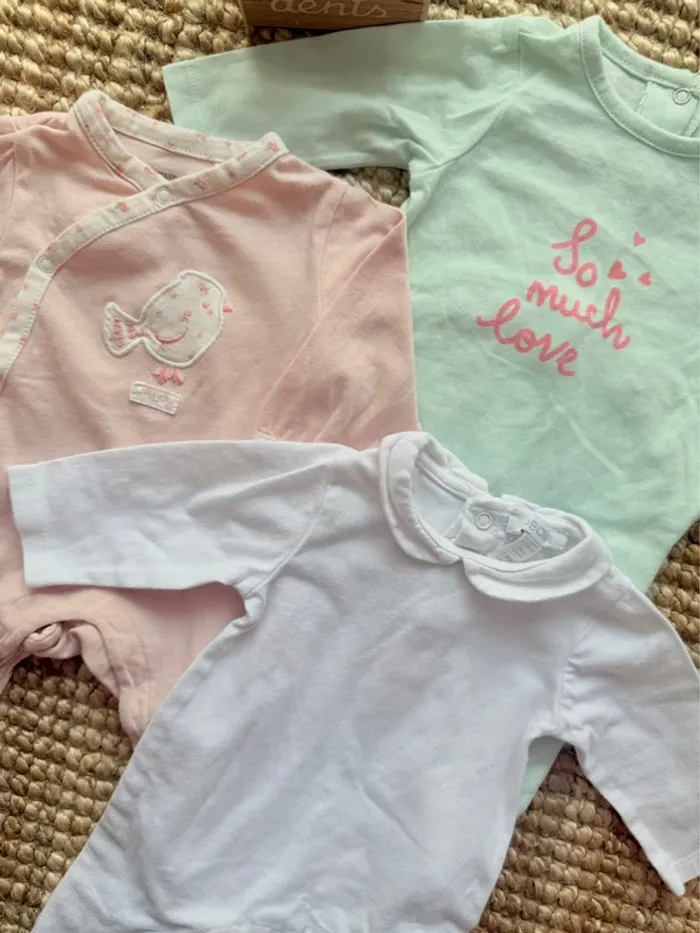 Lot pyjamas coton 1mois / 54cm - photo numéro 2