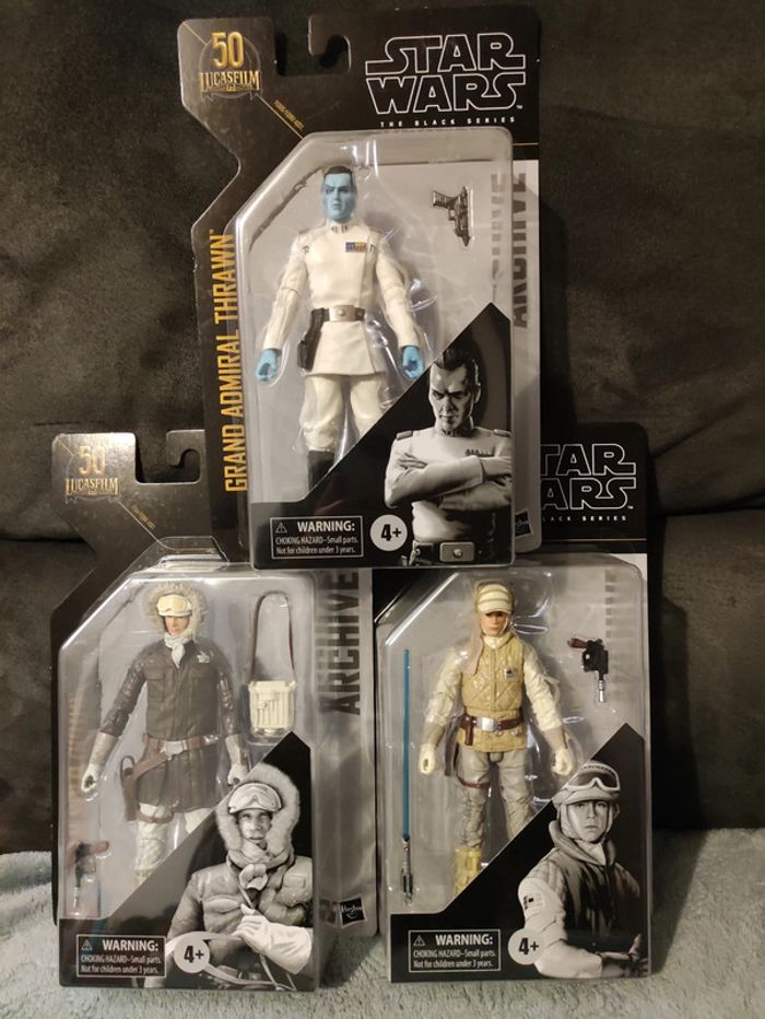Lot Figurine Star Wars Black Series Han Solo Luke Skywalker et Admiral Thrawn