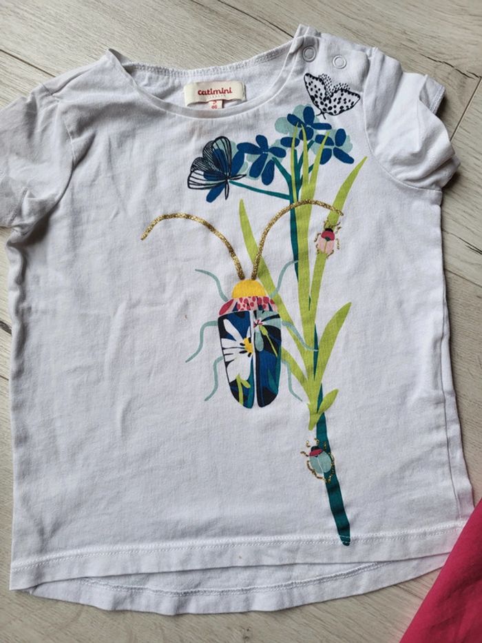 Lot de 2 tee shirts été fille 2ans catimini scarabées - photo numéro 5