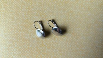 Boucles d'oreille métal argenté disque rond dormeuses