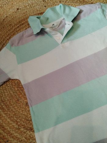 Polo neuf h&m 8 ans 2024 colorblock pastel vert menthe