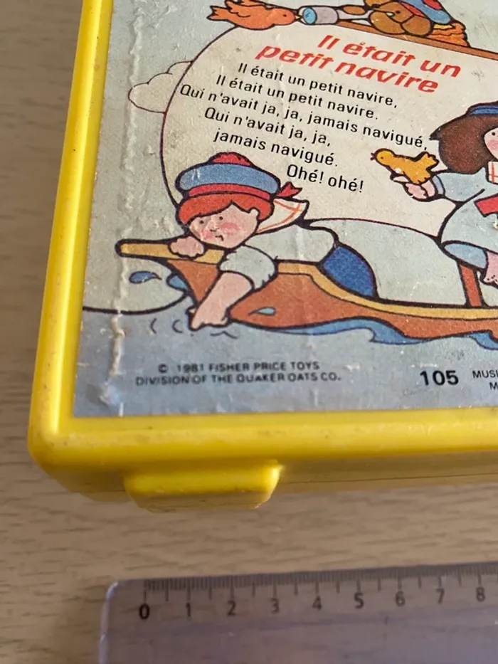 Boote musique ficher price 1981 jaune il était un petit navire box music vintage - photo numéro 12