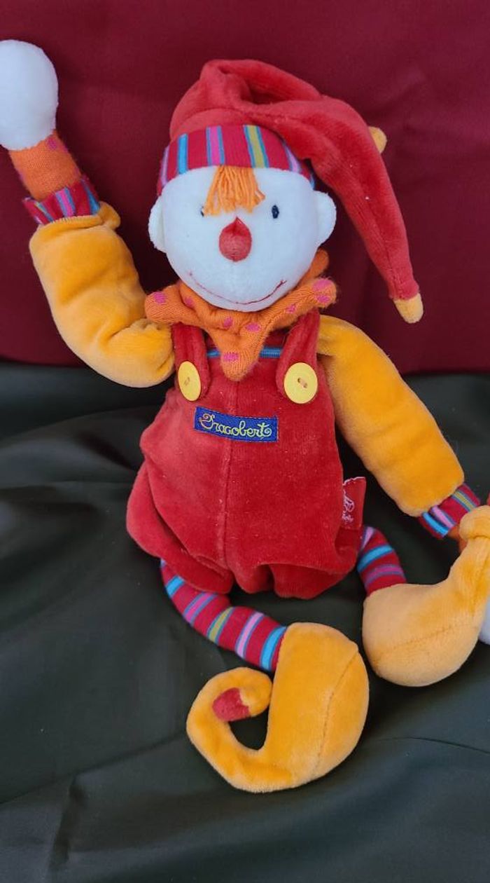 Doudou Capucin clown MOULIN ROTY Dragobert rouge orange 32 cm - photo numéro 4