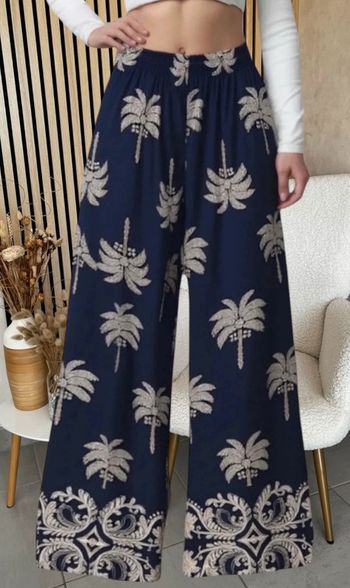 Pantalon bleu marine et palmier