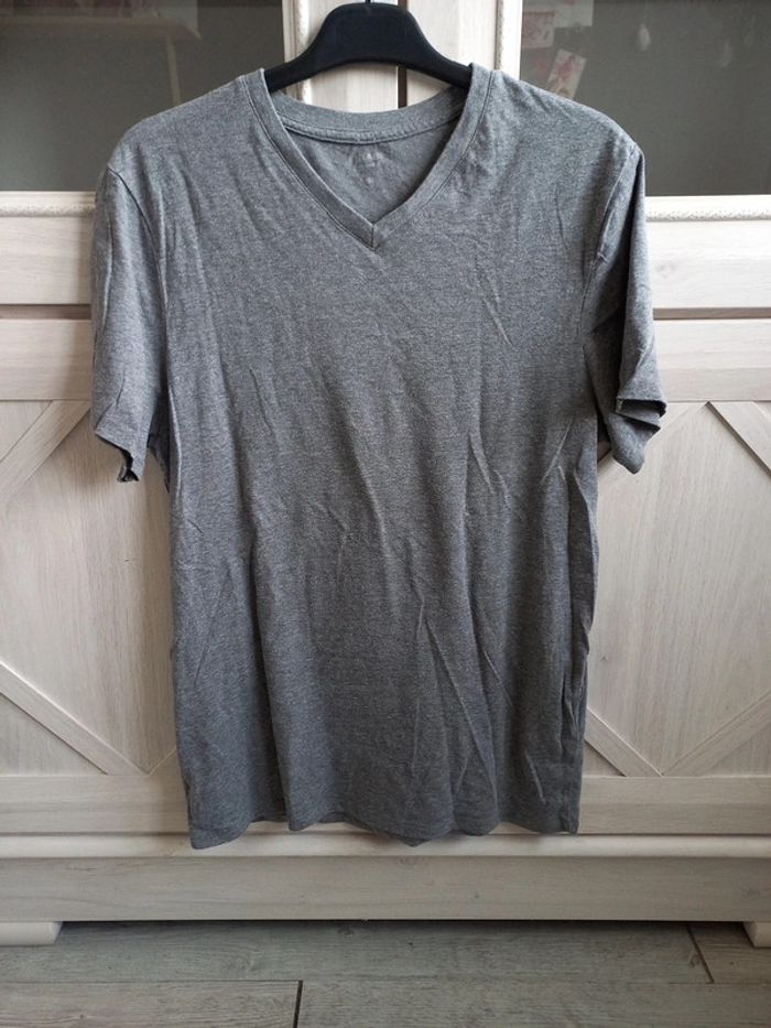 2 tee-shirts col V gris manches courtes homme - photo numéro 2