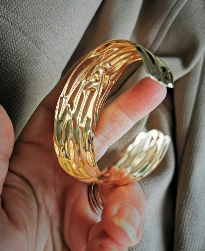 A45 bracelet jonc doré or tendance ajustable - photo numéro 4