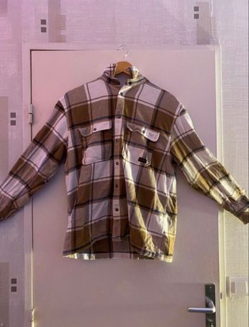 Veste / surchemise à carreaux beige et marron 
