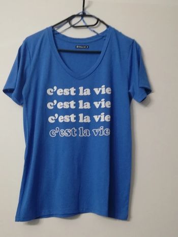 T-shirt Bleu "C'est la vie" – Follow Me – Femme – Taille S (36)