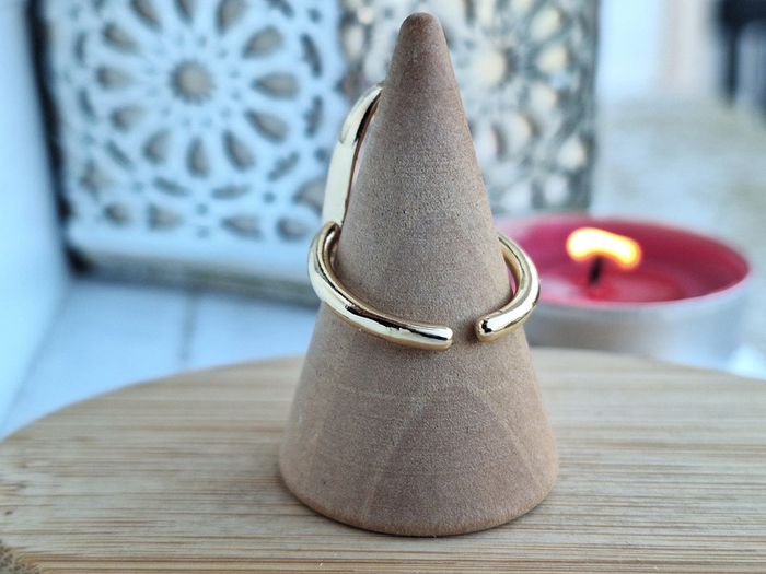 Bague ovale ouverte Doréé , avec un design simple et Minimaliste, Ajustable - photo numéro 3