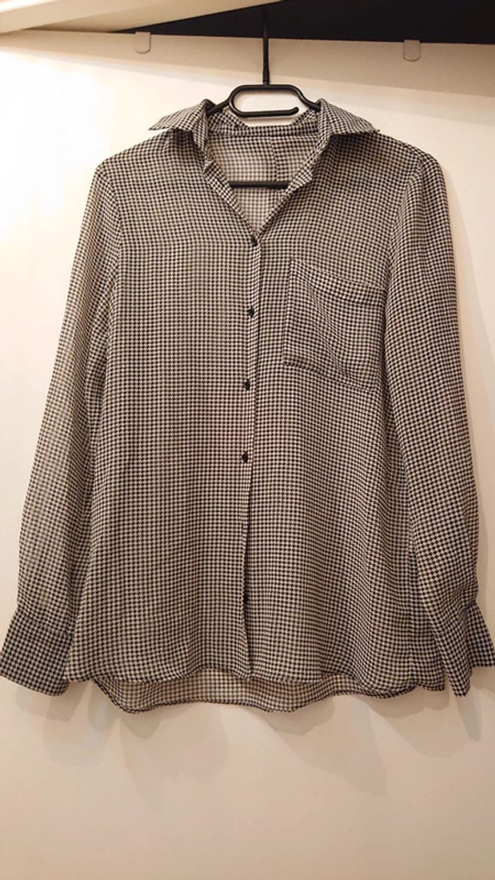 Chemise transparente motif pied de poule