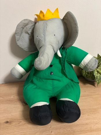 Peluche vintage éléphant babar puffalump 50 cm ideal  loisirs 1991